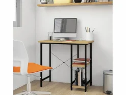 Sale Garden Furniture Drenin Escritorio para ordenador MDF metal negro roble 80x40x72 cm Marru00f3n