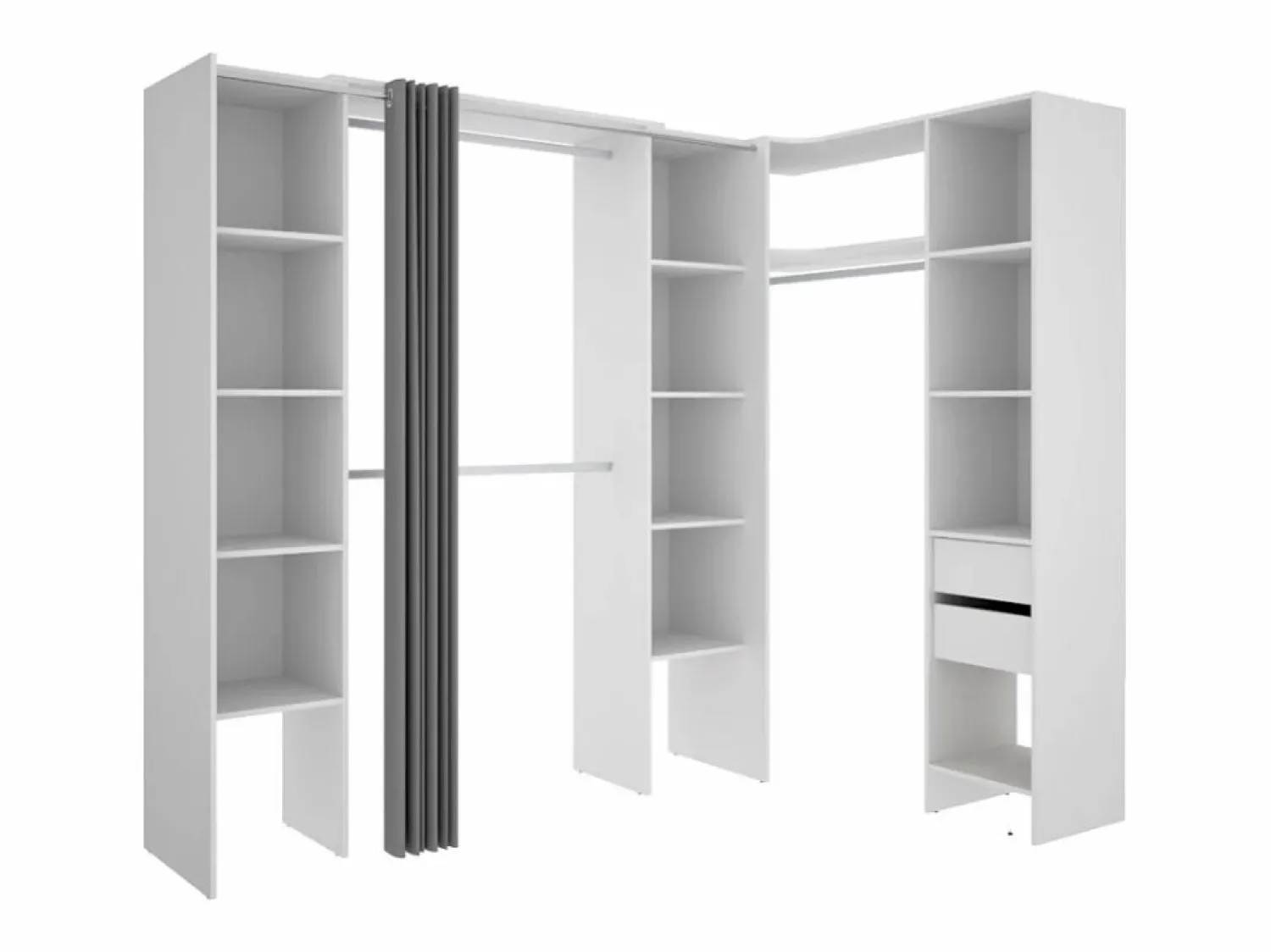 Online Vente-unique Dressing d'angle extensible L164/234 cm Blanc et gris DORIAN Blanco