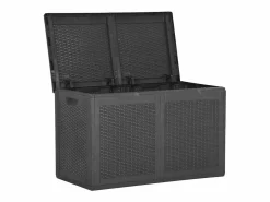 Clearance Garden Furniture Drumkeeran Caja de almacenaje para jardín 180 L PP ratán negra Negro