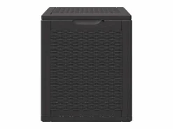 Outlet Drumkeeran Caja de almacenaje para jardín 90L PP negra ratán Baúl De Jardín