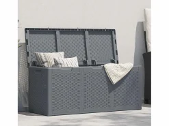 Outlet Garden Furniture Drumkeeran Caja de almacenaje para jardín PP aspecto de ratán 270 L Gris
