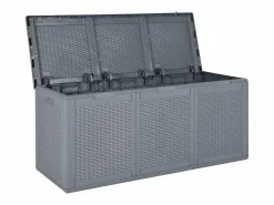 Outlet Garden Furniture Drumkeeran Caja de almacenaje para jardín PP aspecto de ratán 270 L Gris