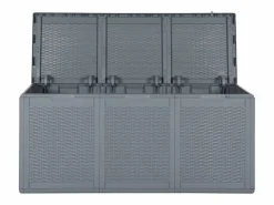Outlet Garden Furniture Drumkeeran Caja de almacenaje para jardín PP aspecto de ratán 270 L Gris