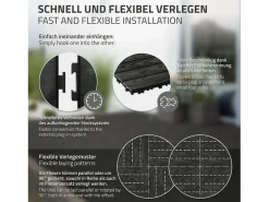 Online ML-DESIGN ECD Germany Baldosas para exterior de WPC antracita 30x30cm efecto madera 44 piezas para 4m² con sistema clic, losas para terraza, balcón o patio Gris antracita