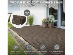 Best ML-DESIGN ECD Germany Baldosas para exterior de WPC marrón oscuro 30x30cm efecto madera 11 Piezas para 1m² con sistema clic, losas para terraza, balcón o patio Marru00f3n