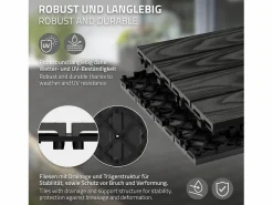 Hot ECD Germany Baldosas para exterior de WPC antracita 30x30cm efecto madera 55 piezas para 5m² con sistema clic, losas para terraza, balcón o patio Terraza