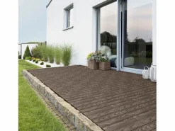 ML-DESIGN ECD Germany Baldosas para exterior de WPC marrón oscuro 30x30cm efecto madera 44 Piezas para 4m² con sistema clic, losas para terraza, balcón o patio