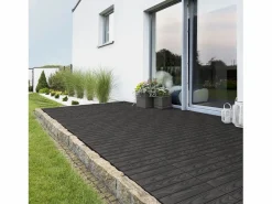 Best ECD Germany Baldosas para exterior de WPC antracita 30x30cm efecto madera 33 piezas para 3m² con sistema clic, losas para terraza, balcón o patio Terraza