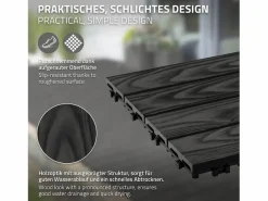 Discount ECD Germany Baldosas para exterior de WPC antracita 30x30cm efecto madera 22 piezas para 2m² con sistema clic, losas para terraza, balcón o patio Terraza