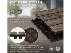 ML-DESIGN ECD Germany Baldosas para exterior de WPC marrón oscuro 30x30cm efecto madera 55 Piezas para 5m² con sistema clic, losas para terraza, balcón o patio
