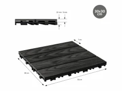ML-DESIGN ECD Germany Baldosas para exterior de WPC antracita 30x30cm efecto madera 11 piezas para 1m² con sistema clic, losas para terraza, balcón o patio