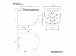 LuxeBath ECD Germany Inodoro suspendido sin borde de cerámica , revestimiento Nano, inodoro suspendido de pared de 52 cm de largo, con asiento Softclose