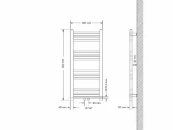 ECD Germany Radiador de baño Calentador de Toallas Radiador 400 x 800 mm Antracita Recto con conexión Central Radiador Secadora Incl. Termostato con paso universal