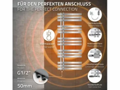 ECD Germany Radiador de baño Calentador de Toallas Radiador 400 x 800 mm Antracita Recto con conexión Central Radiador Secadora Incl. Termostato con paso universal