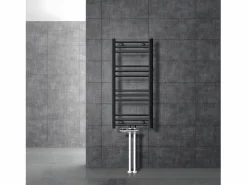 Outlet ECD Germany Radiador de baño Calentador de Toallas Radiador 400 x 800 mm Antracita Recto con conexión Central Radiador Secadora Incl. Termostato con paso al suelo Gris antracita