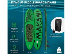 New Tabla hinchable de paddle surf SUP Makani 320 x 80 x 15 cm de PVC hasta 120kg con bomba de aire, bolsa de transporte y accesorios Deportes Náuticos
