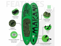 New Tabla hinchable de paddle surf SUP Makani 320 x 80 x 15 cm de PVC hasta 120kg con bomba de aire, bolsa de transporte y accesorios Deportes Náuticos