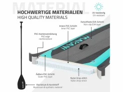 ECD Germany Tabla hinchable de paddle surf SUP Makani 320 x 80 x 15 cm de PVC turquesa hasta 120kg con bomba de aire, bolsa de transporte y accesorios
