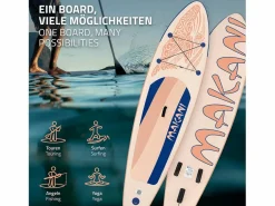 New Tabla hinchable de paddle surf SUP Makani 320 x 80 x 15 cm de PVC color albaricoque con bomba de aire, bolsa de transporte y accesorios Deportes Náuticos