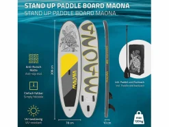 ECD Germany Tabla hinchable de paddle surf SUP Maona 308 x 78 x 10 cm de PVC hasta 120kg con bomba de aire, bolsa de transporte y accesorios