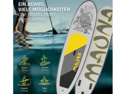 ECD Germany Tabla hinchable de paddle surf SUP Maona 308 x 78 x 10 cm de PVC hasta 120kg con bomba de aire, bolsa de transporte y accesorios