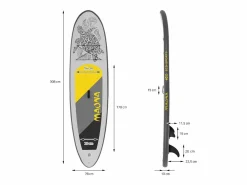 ECD Germany Tabla hinchable de paddle surf SUP Maona 308 x 78 x 10 cm de PVC hasta 120kg con bomba de aire, bolsa de transporte y accesorios