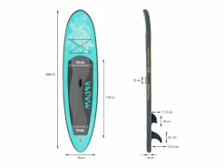 ECD Germany Tabla hinchable de paddle surf SUP Maona 308 x 78 x 10 cm de PVC turquesa hasta 120kg con bomba de aire, bolsa de transporte y accesorios