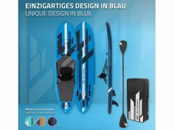 ECD Germany Tabla hinchable de paddle surf SUP 320x82x15 cm PVC hasta 120kg con asiento de kayak, bomba de aire, bolsa de transporte y accesorios