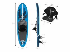 ECD Germany Tabla hinchable de paddle surf SUP 320x82x15 cm PVC hasta 120kg con asiento de kayak, bomba de aire, bolsa de transporte y accesorios