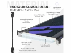 ECD Germany Tabla hinchable de paddle surf SUP 320x82x15cm PVC hasta 120kg con asiento de kayak, bomba de aire, bolsa de transporte y accesorios
