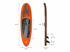 Sale ECD Germany Tabla hinchable de paddle surf SUP Makani 320 x 80 x 15 cm de PVC hasta 120kg con bomba de aire, bolsa de transporte y accesorios Naranja