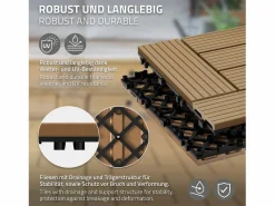Clearance ECD Germany WPC Baldosas para terrazas 30x30 cm Color natural oscuro