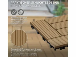 Clearance ECD Germany WPC Baldosas para terrazas 30x30 cm Color natural oscuro