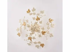 Discount Edera - Lámpara de techo marfil con cristal de strass y acabado oro antiguo, 4 luces Ø60 cm Dorado