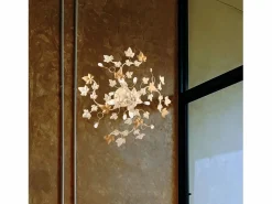 Discount Edera - Lámpara de techo marfil con cristal de strass y acabado oro antiguo, 4 luces Ø60 cm Dorado