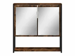 Sale Garden Furniture Edmondo Armario con espejo baño madera roble ahumado 60x16x60 cm Marru00f3n