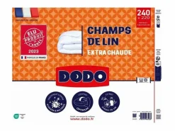 DODO Edredón 220 x 240 cm CHAMPS DE LIN - Cálido - 450G/m² - 2 plazas - Anti-ácaros Antibacteriano