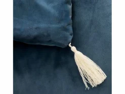 New Atmosphera Edredón de terciopelo con borlas 80 x 180 cm Azul