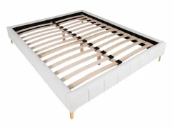 Ysmée Elegante somier tapizado 160 x 200 cm tela de rizo y patas doradas - SHEN de YSMÉE