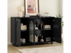 Merax Elegante y discreto aparador en forma de U - 120 x 40 x 78,5 cm - con puerta de cristal - ideal para cualquier espacio - MDF -