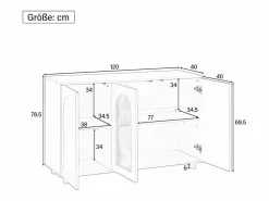 Merax Elegante y discreto aparador en forma de U - 120 x 40 x 78,5 cm - con puerta de cristal - ideal para cualquier espacio - MDF -