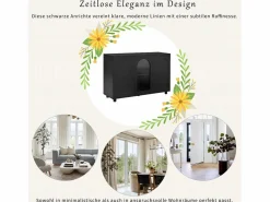 Merax Elegante y discreto aparador en forma de U - 120 x 40 x 78,5 cm - con puerta de cristal - ideal para cualquier espacio - MDF -