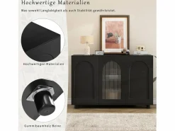 Merax Elegante y discreto aparador en forma de U - 120 x 40 x 78,5 cm - con puerta de cristal - ideal para cualquier espacio - MDF -