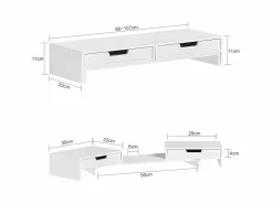 Sobuy Elevador del Monitor Giratorio Ajuste de Ancho Soporte del Ordenador Portátil 60-107 x 22 x 11 cm BBF04-W ES