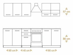 Outlet ELIF - Cocina completa modular + lineal L - 200cm 6 pzs - encimera incluida - juego de muebles de cocina Cocina Completa