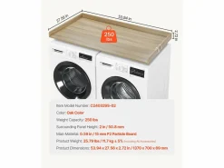 Encimera de Lavadora-Secadora SucceBuy de Madera 137x69 CM, de Madera, Resistente al Agua con Almohadillas Antideslizantes, para Organización de Lavado Mueble Para Lavadora