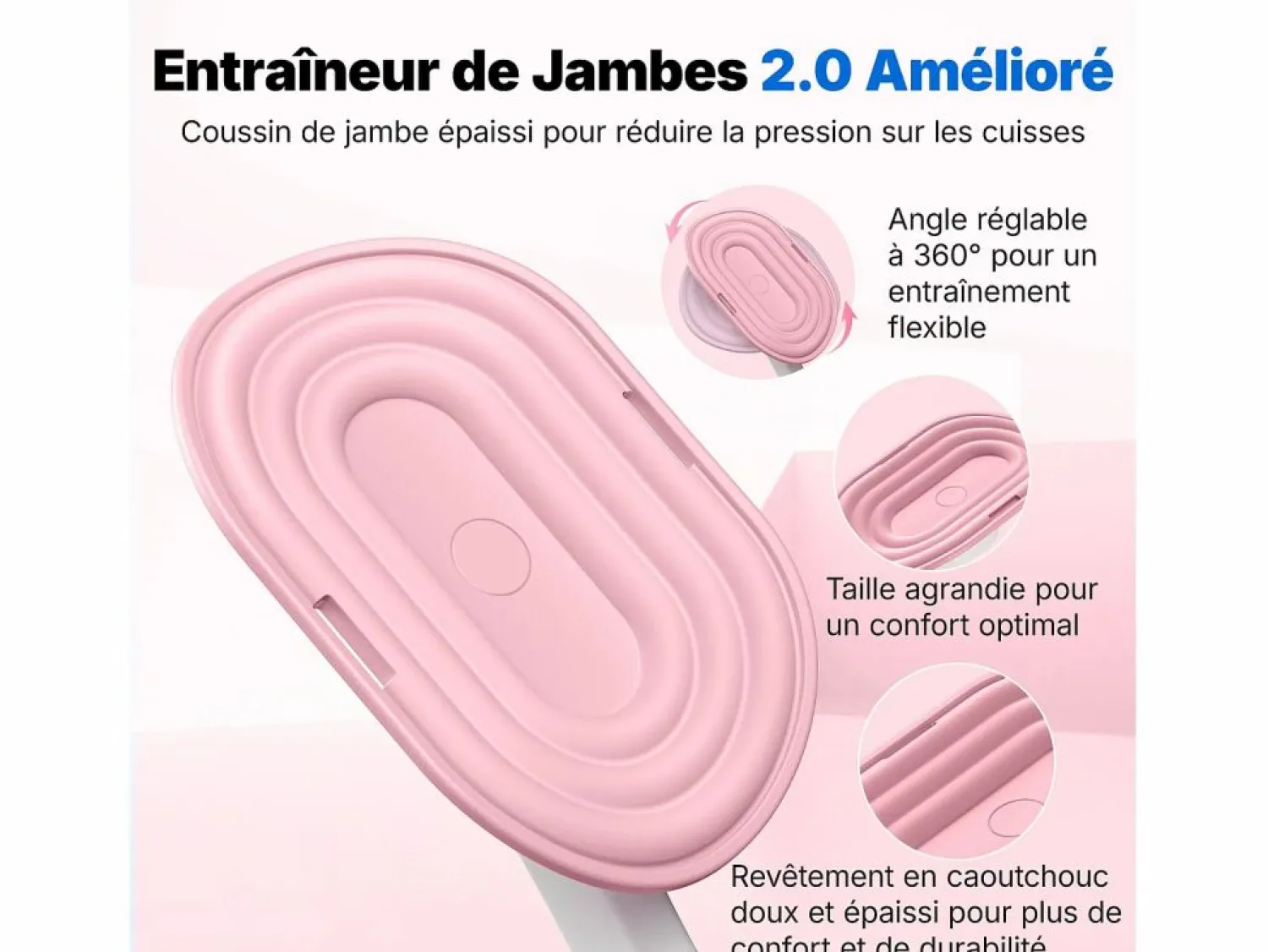 MERACH Entrenador de Piernas 2 en 1 , Ángulo Ajustable, LED, Pantalla de Doble Escala, Indicador de Presión, 2 Niveles de Resistencia, Portátil, Rosa