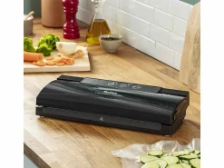 Hot Tefal Envasadora al vacío Vacupack Classic VT254070 negra con 18 bolsas, funciones automáticas de vacío y sellado, 110W Negro