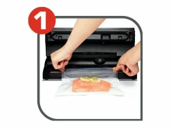 Hot Tefal Envasadora al vacío Vacupack Classic VT254070 negra con 18 bolsas, funciones automáticas de vacío y sellado, 110W Negro