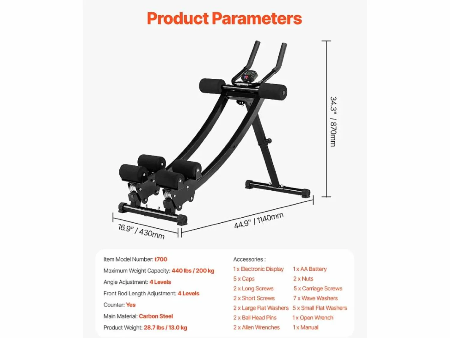 Clearance Equipo para Abdominales SucceBuy, Equipo de Entrenamiento Abdominal con Doble Pista Negro